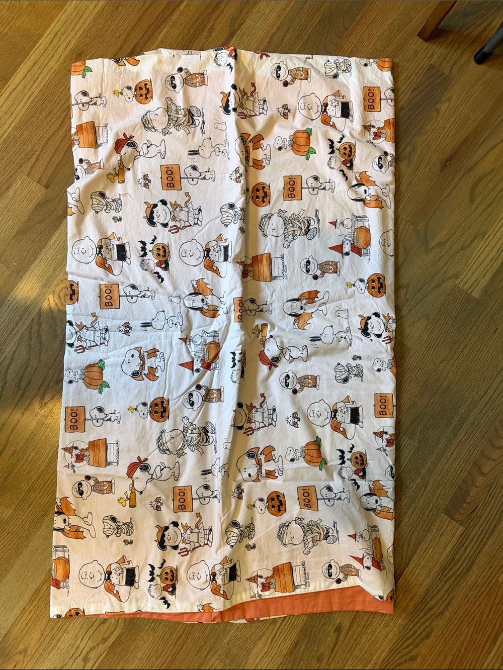Pottery Barn Kids Halloween Snoopy Duvet Cover - White & Orange *Homemade by me*